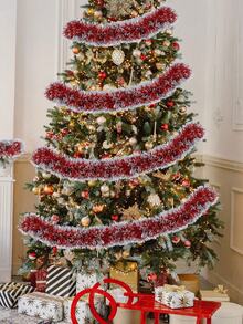 4 件 - 26.24 英尺圣诞金属丝花环圣诞树装饰红白金属闪光金属丝扭曲悬挂花环适用于室内室外圣诞节节日派对装饰 - 紅色白色 - 查看 9