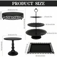 Fivenl 8 Pcs Cake Stand Black Metal Dert Table Display Set 3Tier Cupcake Stand Cake Display Tower And Cookie Tray Rack Serving Tray For Birthday Party Weddings  Shower Black - màu đen - Xem 2