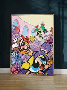 WB 1 Stück ungerahmtes Poster, Retro-Muster der Powerpuff Girls Heimdekoration Leinwand, Wanddekoration, Leinwand-Heimdekoration, schimmerndes Poster, Leinwand mit afrikanischer Frau, Leinwandkunst