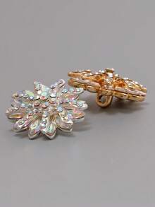 3 Stücke glänzende doppelschichtige Strass-Blumen Metallknöpfe, geeignet für Pullover, Mäntel, Jacken, Strickjacken, Anzüge, Kleider als dekorative Knöpfe