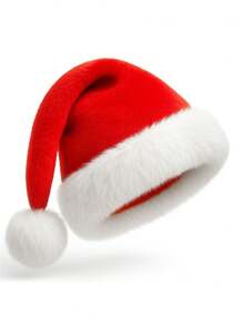 1 件经典圣诞帽天鹅绒圣诞老人帽，适合成人、男士和女士 - 圣诞节、新年节日派对用品和礼物