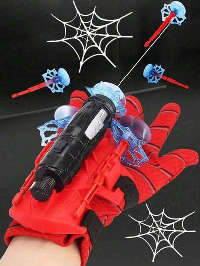 Juego de lanzamiento de telaraña, juguete lanzador de muñeca de superhéroe, juego educativo y divertido con ventosa, muñeca de acción, guante de araña, disfraz de personaje masculino, juego interactivo para niños y niñas, color y estampado aleatorio, disfraz de niño, disfraz de vestir, juguete de niño