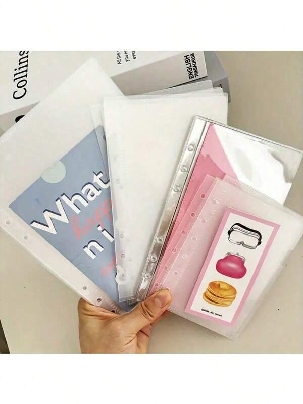 5pcs A5/A6/A7 Loose Leaf Binder Pockets, Durable PP Envelopes For Receipts, Coins, Monthly/Yearly Planner Storage
