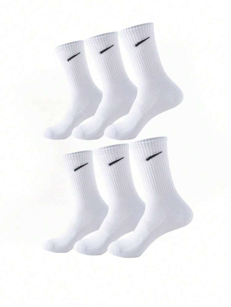 1/12 Pairs Women White Flat Top Simple Versatile Mid-Calf Socks Christmas Gift - White - View 3