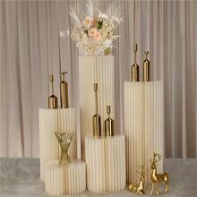 Folding Paper Tube Pedestal For Wedding Ceremony, Party, Cake Table Support Column - Includes Plastic Top Plate (Mirror Acrylic, Remove Protective Film To Use), Suitable For Wedding, Birthday, Party, Auto Show, Cake Shop Decoration