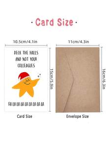 有趣的圣诞贺卡与信封 - 装饰大厅而不是你的同事，圣诞帽星卡通设计，非常适合朋友、家人、丈夫、儿子、节日贺卡 | 俏皮的设计 | 节日问候，圣诞贺卡