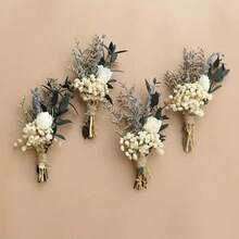 1/2/4/6/10/12/20pcs Mini Dried Flower Bouquet, Suitable For Groomsmen Boutonniere, Wedding Cake Decor, Boho Home Decor, Party Favors, Cake Decorations, Vintage Bouquet, Bohemian Style, Handmade Bouquet, Everlasting Flowers, Mini Bouquet, Small Bouquet, Home Stylist, Event Planner - White - View 8