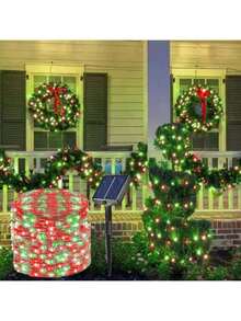 Solar Copper Wire String Lights - Multicolor Fairy Light Strips, 8 Modes Of LED, Flexible Copper Wire Suitable For Indoor And Outdoor Holiday Decorations, Perfect Choice For Christmas, Courtyard, Garden, Party And Bedroom - Red and Green - View 7