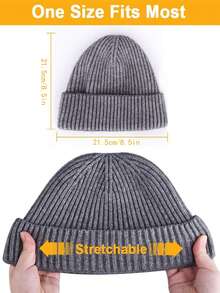 3 Pcs Trawler Beanie Watch Hat Roll Up Edge Skullcap Fisherman Beanie Unisex Cap Winter Warm - A - View 2