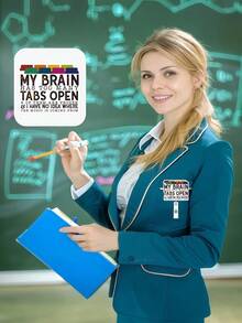 1pc The "Fun 'Brain Multi-Tabs' 2D Acrylic Expandable ID Pin" Is Made Of 2D Acrylic Material. Its Design Inspiration Comes From The Fun Text "MY BRAIN HAS TOO MANY TABS OPEN" And The Colorful Tab Shapes. It Has A Lively And Creative Style.