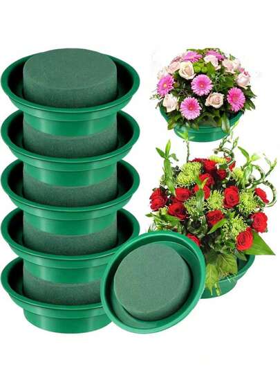 Flower Sponge Bowls 4.72in DIY Floral Kit Green Round Wet Sponges Wedding Aisle Flowers Party Decorations, Round Reinforced Floral Foam, For Flower Arrangement, Water Absorption And Handheld Bouquets,Bowl,Bowls,Plant Pots,Pots For Plants,