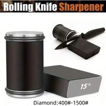 Professional Rolling Knife Sharpener Set, 15°/20° Magnetic Fixed Base, Replaceable Sharpening Stones, Professional Knife Sharpener