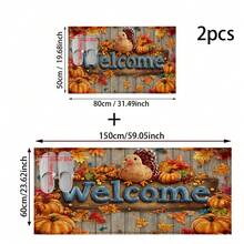 1 buc. Covoraș antiderapant cu model de curcan și dovleac de toamnă pentru Ziua Recunoștinței, covoraș antiderapant din fibră super, potrivit pentru decorarea petrecerilor de sărbători, bucătărie, baie, sufragerie, dormitor, poate fi oferit cadou de Ziua Recunoștinței