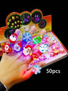 20 件圣诞派对礼物发光戒指派对用品闪光发光指环装饰适合儿童成人 - 彩色 - 查看 9