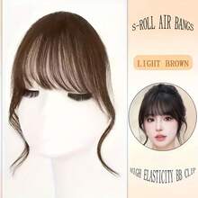 Peluca con flequillo rizado para mujer, de aspecto natural y cómoda de llevar, se ajusta perfectamente a la frente, hecha de cabello sintético de alta calidad, con flequillo estilo francés, perfecta para festivales de música, fiestas de Navidad y otras ocasiones. Accesorios para el cabello, elegantes pinzas de garra, accesorios para el cabello de invierno