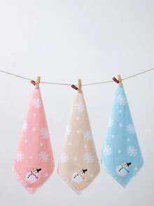 1/3/6 Stücke quadratische Baumwoll-Taschentücher 34*34cm, verschiedene Farben, besticktes Schneemann-Muster. Saugfähig, schnelltrocknend als Handtuch, geeignet für Badezimmer, Küche, Reisen, Hotel, Outdoor, Geschenk zu Feiertagen, unisex