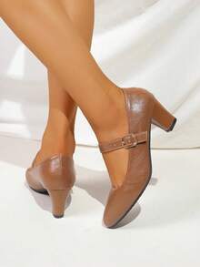 Women's Solid Color High Heels, Formal Etiquette Professional High Heels, Low Vamp Work Wear Versatile Comfortable Black High Heels