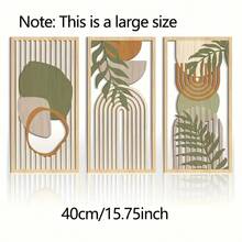 3pcs Sage Green Abstract Wooden Wall Art, Geometric Wood Wall Sculptures, Modern Artwork Neutral Wall Decor For Living Room Bedroom Office