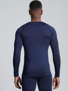 Quần lót giữ nhiệt bó sát lót nhiệt, áo thun dài tay, đồ thể thao chạy bộ, tập luyện, thể thao ngoài trời, săn bắn, trượt tuyết, tập gym, lớp lót - Xanh đậm - Xem 8