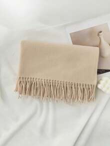 1pc Personalized Embroidered Cashmere Scarf For Women, Soft & Comfortable Solid Color Scarf, Mid-Length Shawl Wrap Warm Neck Gaiter, Suitable For Daily Wear, Gift For Family & Friends, Ideal For Christmas, Halloween - Multicolor - View 13