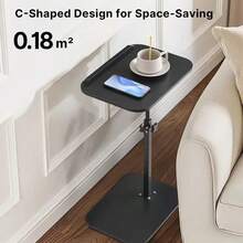 1pc Portable Adjustable Side Table/Laptop Table, 360° Rotation, Suitable For Home Office, Study, Sofa And Bedside Use, Stylish Design Workstation, Remote Worker, Mother'S Day, Christmas Gift - màu đen - Xem 4