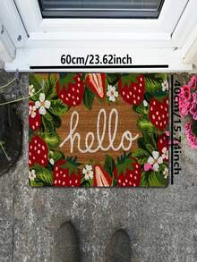 1pc Strawberry & Floral Pattern Doormat, Small Rug Suitable For Holiday Decor, Daily Decor, Room, Living Room, Bedroom, Kitchen, Office, Vintage Farmhouse Indoor/Outdoor Entrance Mat, Autumn/Winter Front Door Mat, Outdoor Doormat, Porch Mat, Entryway Mat