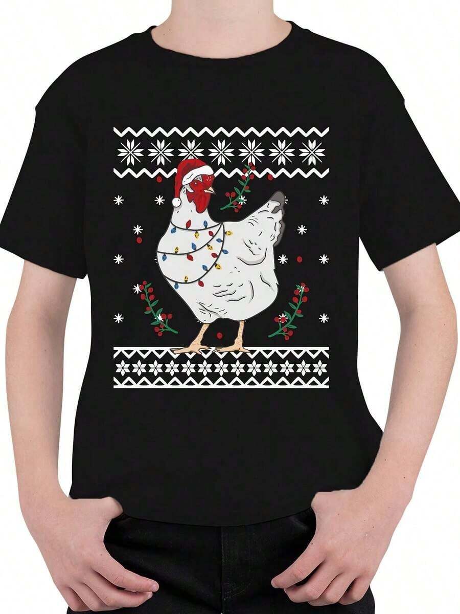Christmas Tree String Lights - Christmas Gift T-Shirt For Men - Black-6 - View 1