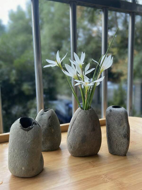 Natural Irregular Pebble Vase | Each Is A Unique Hand-Polished Artistic Flower Vessel
