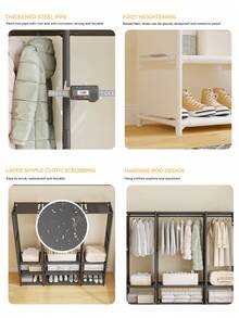 1件便携式衣柜，多功能时尚衣柜，防尘，独立展示，落地组装收纳架，储物柜，卧室客厅家居，节日礼物，圣诞礼物，儿童礼物 - 彩色 - 查看 7