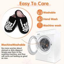 Cozy Plush Halloween Pumpkin Slippers, Non-Slip Fluffy Design - Skeleton Hand - View 2