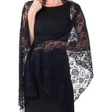 Women's Lace Shawls And Wraps For Formal Evening Party Dress,Bride Bridesmaid Shawl Veil For Wedding - 黑色 - 查看 3