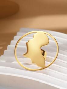 1pc Fashionable Hollow Stainless Steel African Style Ring, Suitable For Women's Daily, Party And Holiday Gifts