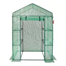 Walk - In Green House, 4.6x 2.4x 6. Ft, Greenhouse With Shelves, High Strength PE Cover With Doors, And Steel Frame, Set Up In Minutes, Planting And Storage