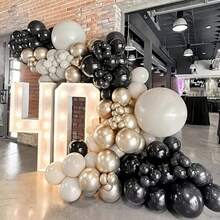 134 piezas Kit de arco de globos negro y dorado, adecuado para decoración de cumpleaños, graduación, boda, jubilación, Navidad, despedida de soltero y aniversario