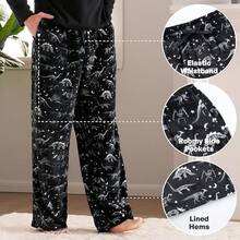 Mens Pajama Pants Soft Flannel Fleece Pajama Bottoms Sleep & Lounge Pants With Pockets And Drawstringhalloween - 恐龍 - 查看 9