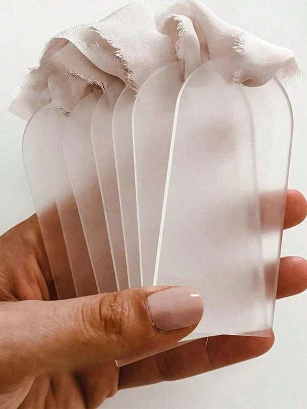 10/20pcs Blank Acrylic Tent Name Card, Arched Luggage Tag, Acrylic Blank Frosted Seat Tag Without Ribbon, Wedding Guest Escort Card, Place Card Holder, DIY Party Signage Gift Tag