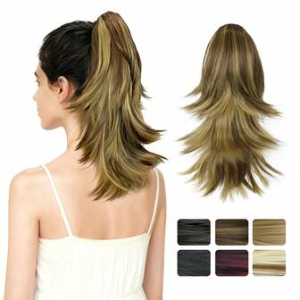 Multi-Layer Ponytail Wig With Highlights, Colorful High Ponytail Hair Accessory