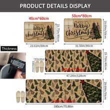 1 pièce Tapis de cuisine en lin imprimé motif sapin de Noël, cadeau de Noël, décoration de Noël, tapis de cuisine, tapis de sol, tapis de salle de bain, paillasson, rectangle imprimé en 3D, convient pour le salon, la chambre, le couloir, la salle de bain, la buanderie - Tapis en polyester, décoration d'intérieur et d'extérieur