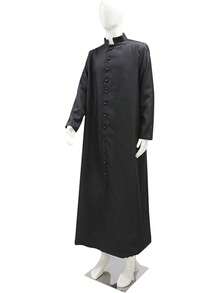 Men's Cassock Robe Church Robe Choir Minister Clergy Pulpit Liturgical 5 Colorshalloween - 黑色 - 查看 9