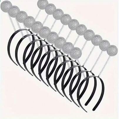 1个彩色发光外星人头箍，配黑色胶囊帽和无缝设计 - 适合成人派对、主题活动、化装舞会（无羽毛/圆形），UFO头箍、太空头箍、外星人生日派对装饰