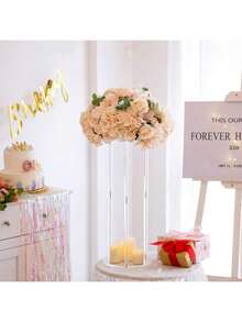 1pc Acrylic Flower Stand, Clear Column Vase Holder - Geometric Centerpiece Decor For Wedding, Tabletop Flower Rack, Outdoor Decoration, Home Gathering, Wedding Party, Silk Flower Wedding Stage Decor, Home Floral Display