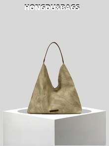 New Women's One Shoulder Crescent Bag, Large Capacity Mother-Child Tote Bag, Solid Color PU Denim Floral Pattern, Fashionable High-Quality Feel, Suitable For Travel, Shopping, Commuting, Versatile Handbag