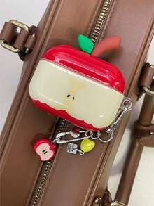 Apple-Shaped Silicone Protective Case Compatible With Apple 4, 2 Wireless Bluetooth Earphones, 3, 4 Pro, Anti-Fall With Lanyard, Suitable For Men And Women - Red - View 10