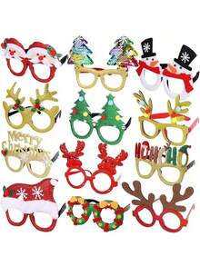 6 pièces - Lunettes en papier amusantes en forme de Père Noël, sapin de Noël, élan - Faveurs de fête pour accessoires de photomaton et décorations de Noël - Accessoires de nouveauté pour les célébrations des fêtes, décorations de Noël, cadeaux de Noël, lunettes de Noël pailletées, montures de lunettes de fête des fêtes, accessoires de décoration de Noël, lunettes de costume pour les fêtes de Noël (style aléatoire)