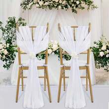 1pc/5pcs/10pcs/20pcs Cheese Cloth Chair Sash, Wedding Aisle Decor Chair Bow Sash Design, Universal Chair Cover Sash For Wedding Reception Party Hotel Event Decoration