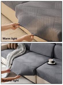 1 pieza Funda de sofá de unicolor y de felpa con cobertura completa, amigable con las mascotas, resistente a la suciedad, lavable, adecuada para todas las estaciones, decoración navideña y de Año Nuevo para el hogar, protector de sofá para sofás de 1/2/3/4 plazas