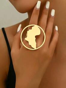 1pc Fashionable Hollow Stainless Steel African Style Ring, Suitable For Women's Daily, Party And Holiday Gifts