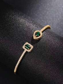 1 Piece Exquisite, Gorgeous, High-End, Versatile Copper Inlaid Cubic Zirconia Women's Bracelet, Women's Valentine's Day Gift Wedding Jewelry, Suitable For High-End Occasions, Daily Wear, For Mothers, Mother's Day Gift ﻿ - 1# - View 2