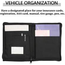 ZYHSLZ Organizador para Auto, Porta Documentos para Automóvil, 6 Bolsillos, Tela Oxford 600D, Porta Pasaporte para Carro, Multifuncional, Compatible con la Mayoría de Vehículos (Negro) - Negro - Ver 3