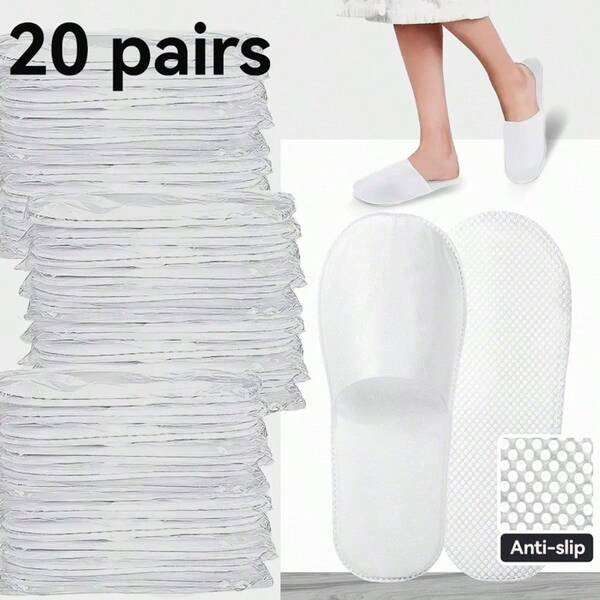 20 paia di ciabatte monouso, morbide e confortevoli, con suole antiscivolo, adatte per hotel, case e viaggi - traspiranti con imbottitura spessa.